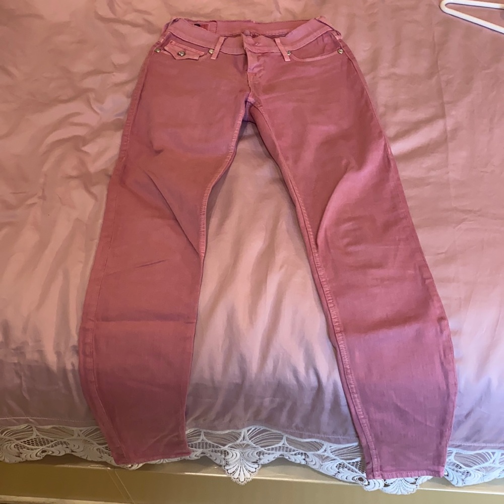 True Religion fitted pale pink jeans size 26